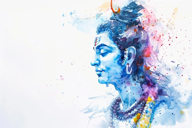 Hindoe-god Shiva in waterverf