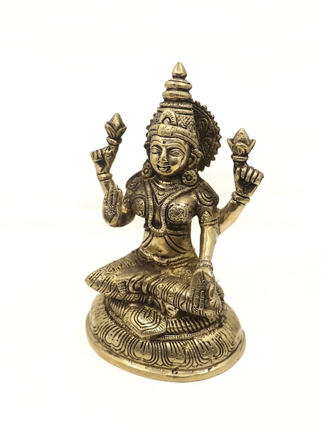 Foto hindoegodin lakshmi antiek bronzen standbeeld