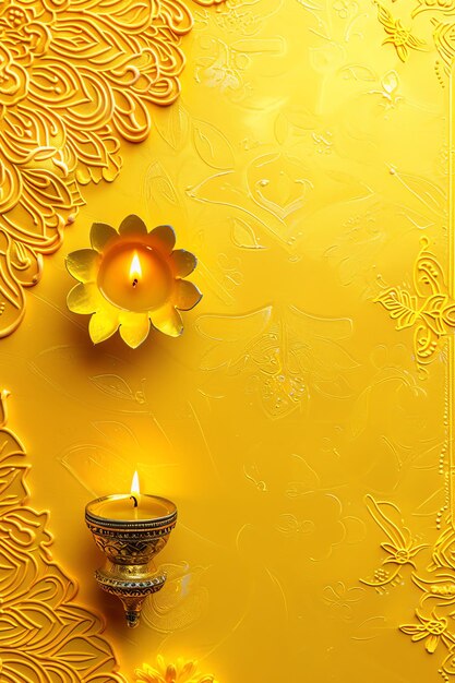Photo hindu beautiful decorative yellow background indian background theme