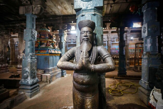 Hindu deity sculpture in Mayuranathaswamy Temple, Mayiladuthurai or Mayuranathar Temple is a Hindu temple in the town of Mayiladuthurai, India, Tamil Nadu