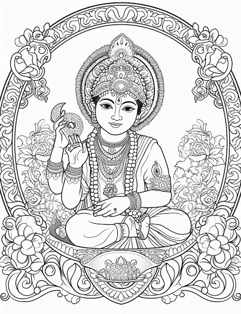 Photo a hindu god colouring page