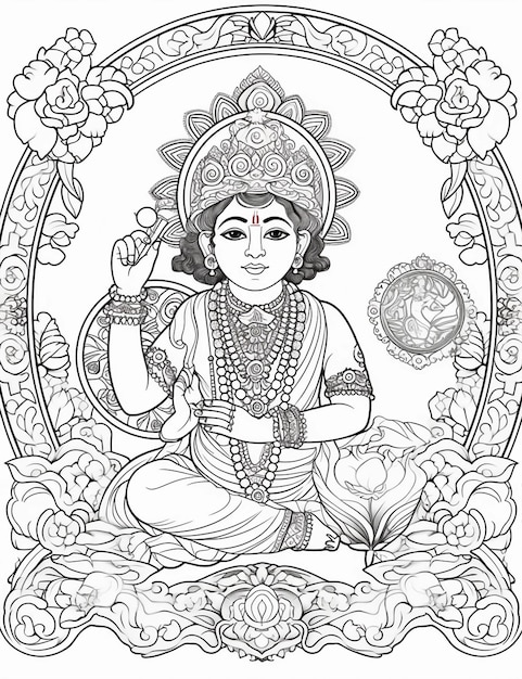 Photo a hindu god colouring page