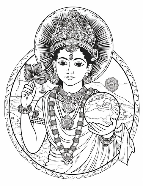 A hindu god colouring page