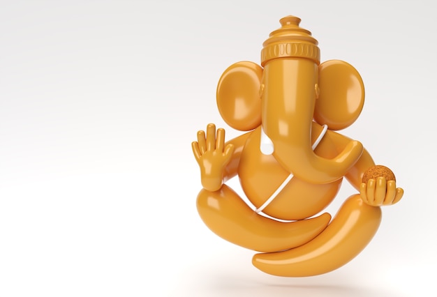 Photo hindu god ganesha statue- hindu religion festival concept elephant. 3d render illustration.