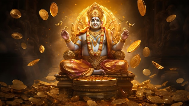 Hindu god Kuber and goddess Lakshmi of money diwali