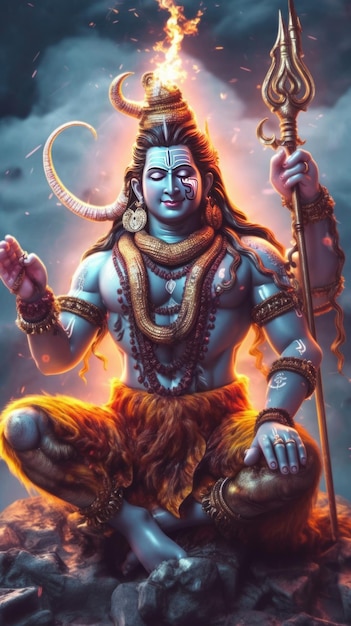 Premium Photo  Portrait of hindu god lord shiva cosmic generative ai