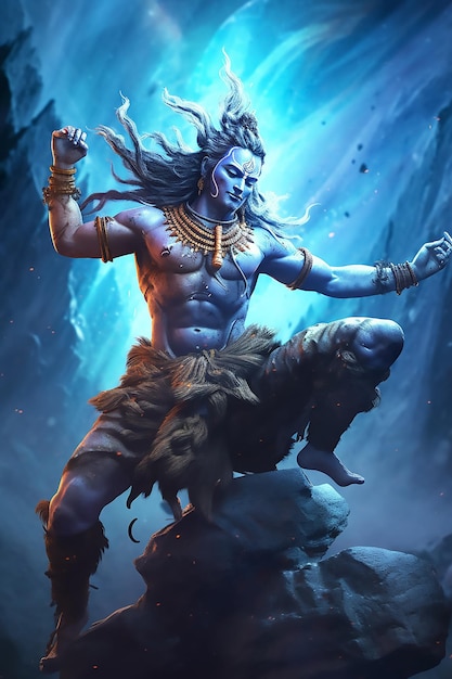 Photo hindu god lord shiva in destruction