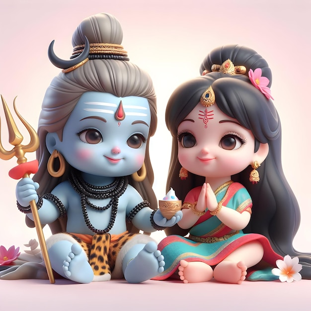 Photo hindu god shiv and parwati maha shivaratri