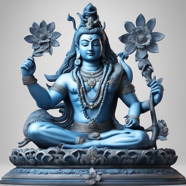 A hindu god shiva blue statue white background