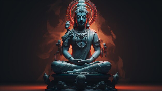 힌두교 의 신 시바 의 동상 이 명상 하고 있다