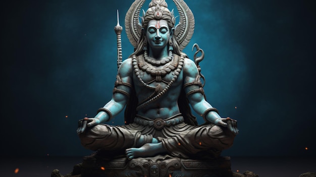 힌두교 의 신 시바 의 동상 이 명상 하고 있다