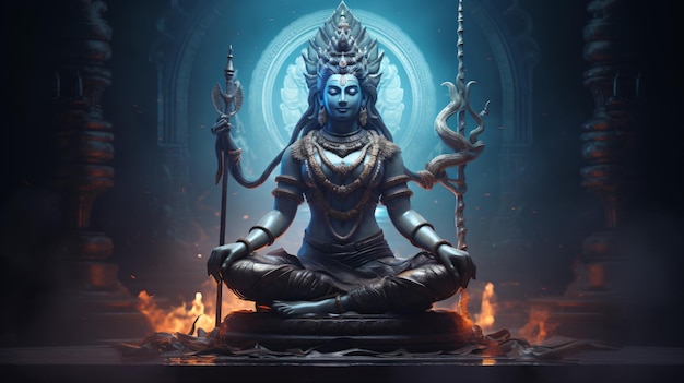 Photo hindu god shiva statue in meditation