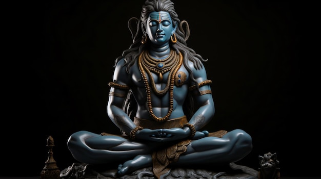 Photo hindu god shiva statue in meditation