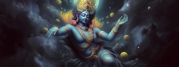은하계의 힌두 신 비슈누는 공간 성운 생성 AI를 나선다