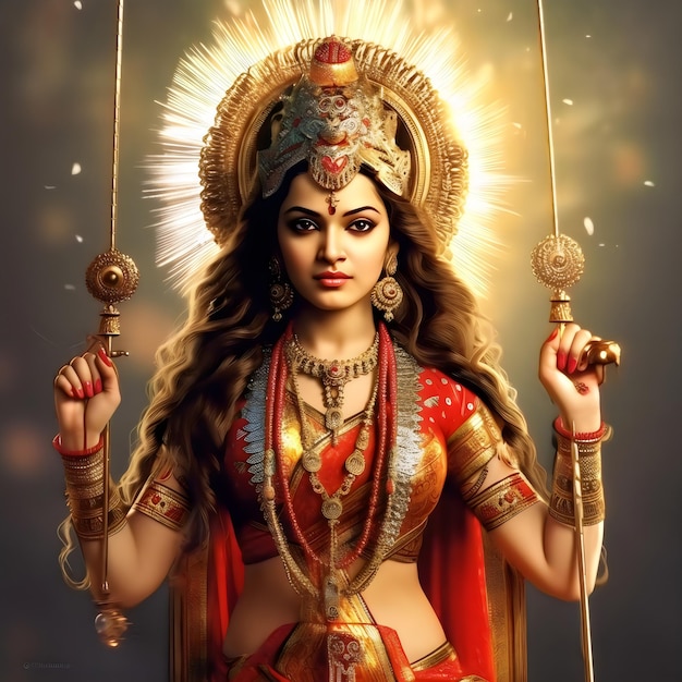 Aiによって生成されたヒンドゥー教の女神ドゥルガー