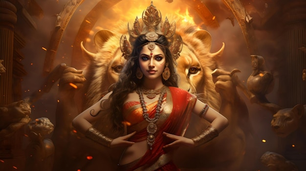 Hindu goddess Durga generated by Ai