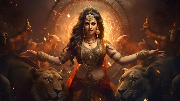 Hindu goddess Durga generated by Ai