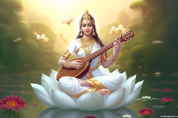 Photo hindu goddess sarasvati