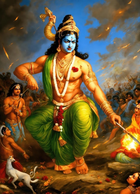 Photo hindu lord jai shri ram krishna angry in a war hd indian prime minister 7000 x 9000 pixels