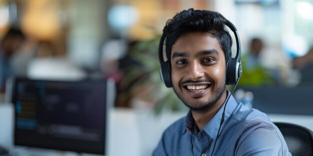 Hindu man working in a call center Generative AI