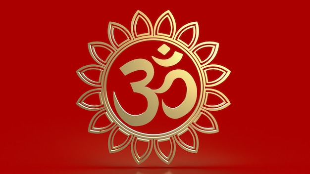 Photo the  hindu ohm or om gold for religion concept 3d rendering