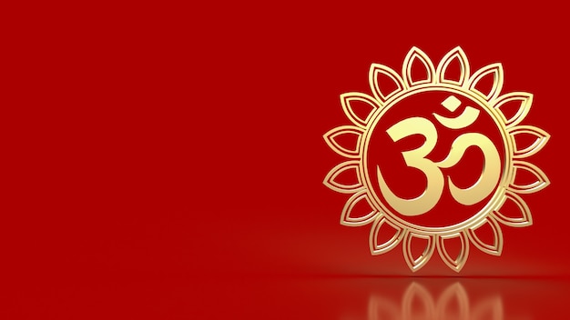 Photo the  hindu ohm or om gold for religion concept 3d rendering