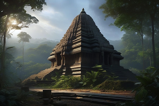 Photo hindu tempel deep in the forest