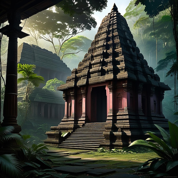 Photo hindu tempel deep in the forest