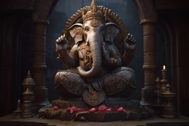 Индуистская скульптура Ганеша Генерирует Ай