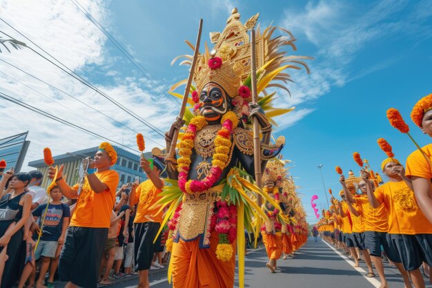 Индусы в Джакарте проводят церемонию Меласти в день Найпи