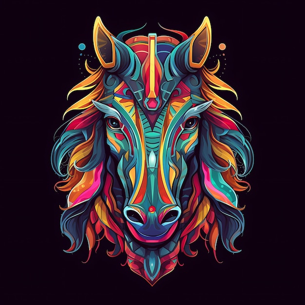 hip colorful Horse head design