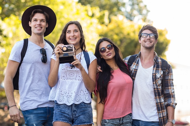 Hip friends in a trip outdoors