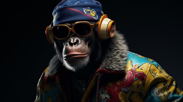 Hip Hop Chimpanzee A Vivid And Inventive Portrait With Hip Hop Aesthetics