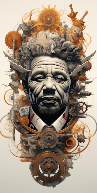 Hip Hop pop surrealism rockabilly of Nelson Mandela relaxe