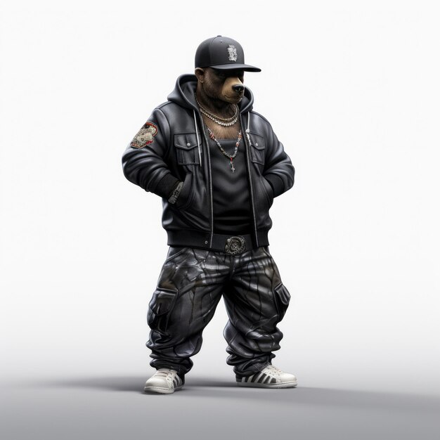 Hiphop Florida Black Bear 3d Render On White Background