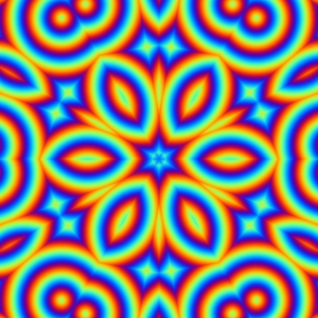 Hipnotic psychedelisch abstract helder patroon. Veelkleurige caleidoscoop