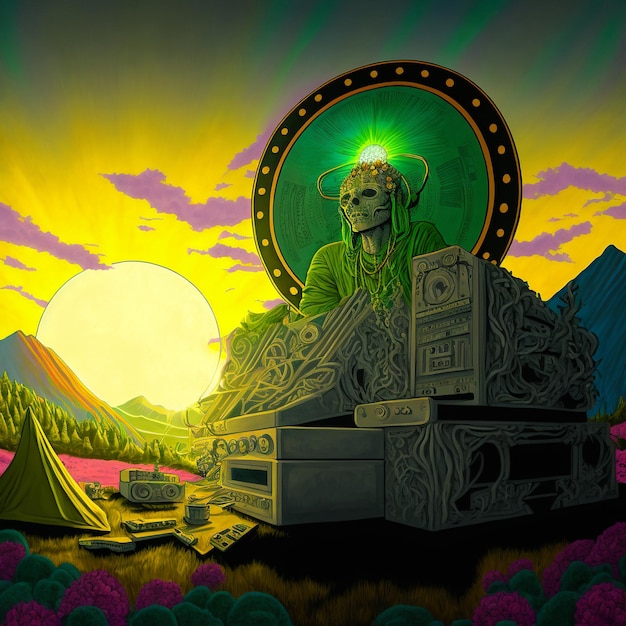 Photo hippie music festival psychedelic concept art