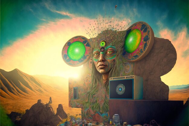 hippie music festival psychedelic concept art