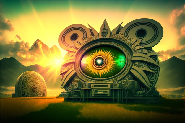 Premium AI Image | hippie music festival psychedelic concept art