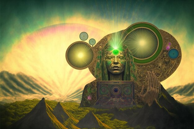 Premium AI Image | hippie music festival psychedelic concept art