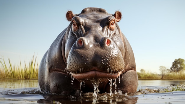 A hippo isolated on background