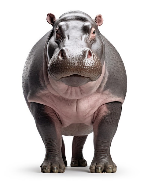 Photo hippo studio shot isolated on clear white background generative ai