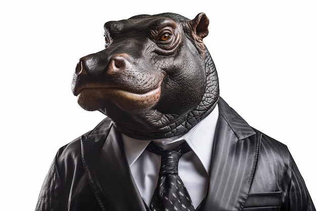 a hippo in a suit and tie