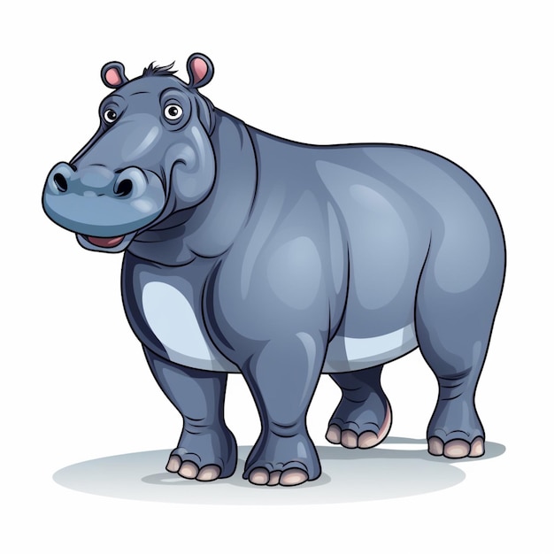Hippopotamus 2d cartoon vector illustration on white backg