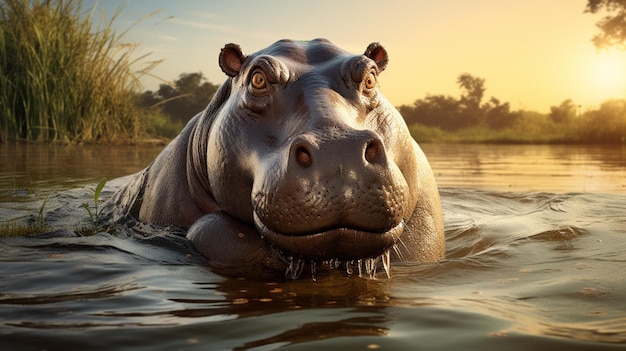 Hippopotamus achtergrond van hoge kwaliteit