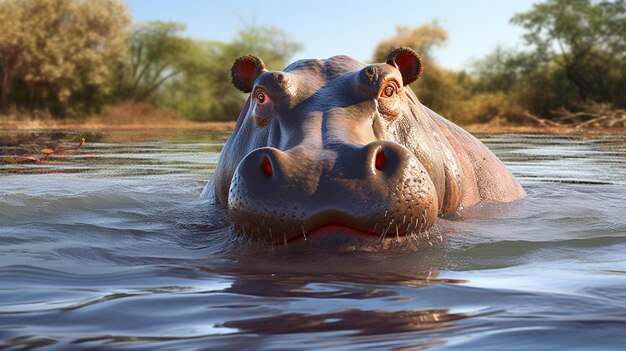 Foto hippopotamus achtergrond van hoge kwaliteit