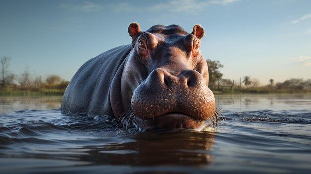 Foto hippopotamus achtergrond van hoge kwaliteit