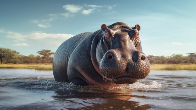 Foto hippopotamus achtergrond van hoge kwaliteit