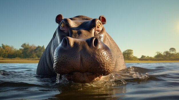 Foto hippopotamus achtergrond van hoge kwaliteit