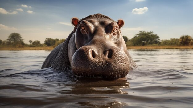 Foto hippopotamus achtergrond van hoge kwaliteit